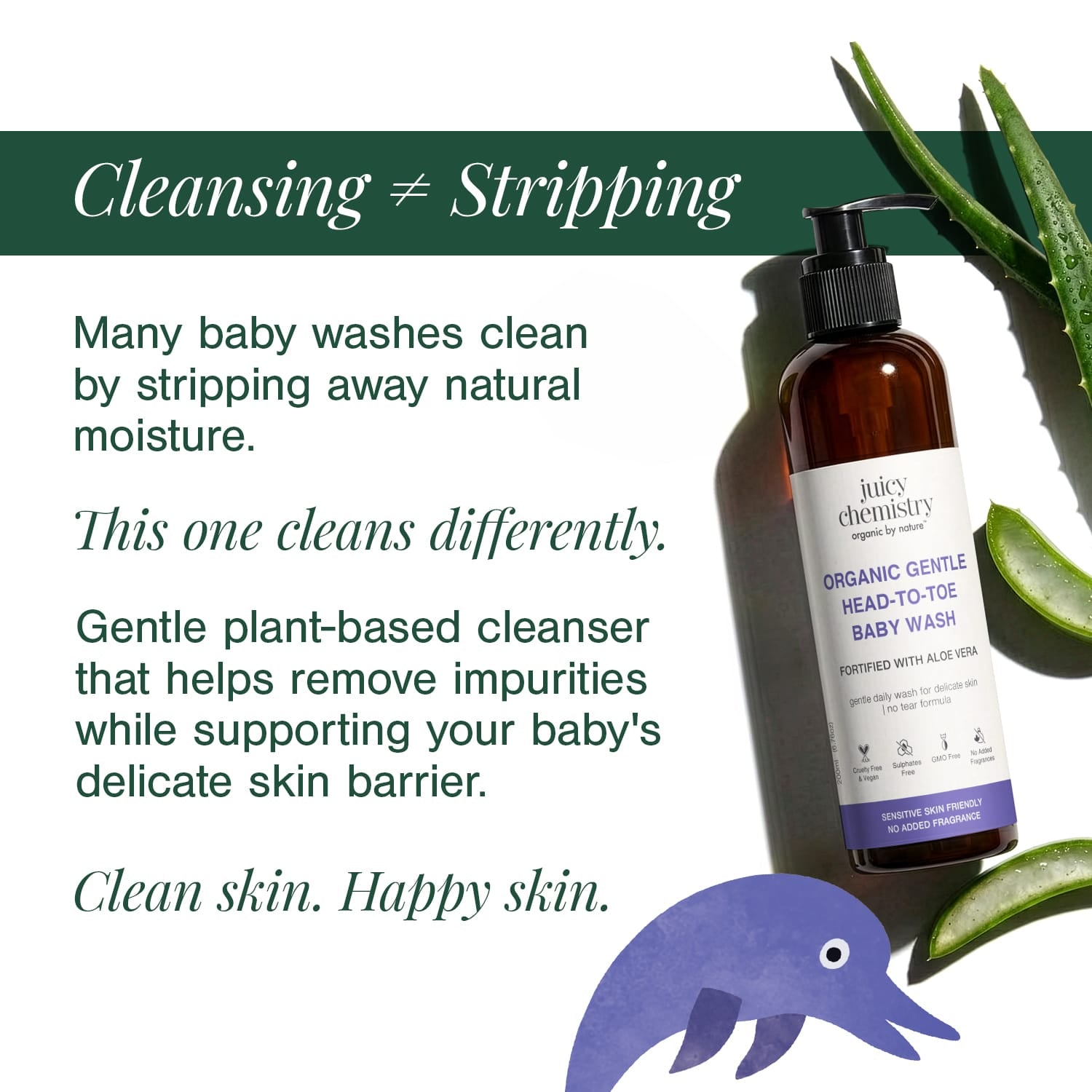 Organic Gentle Head-to-Toe Baby Wash Fortified with Aloe Vera