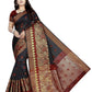 Vamika Banarasi Jaquard Black & Red Weaving Saree | Swadesiicart