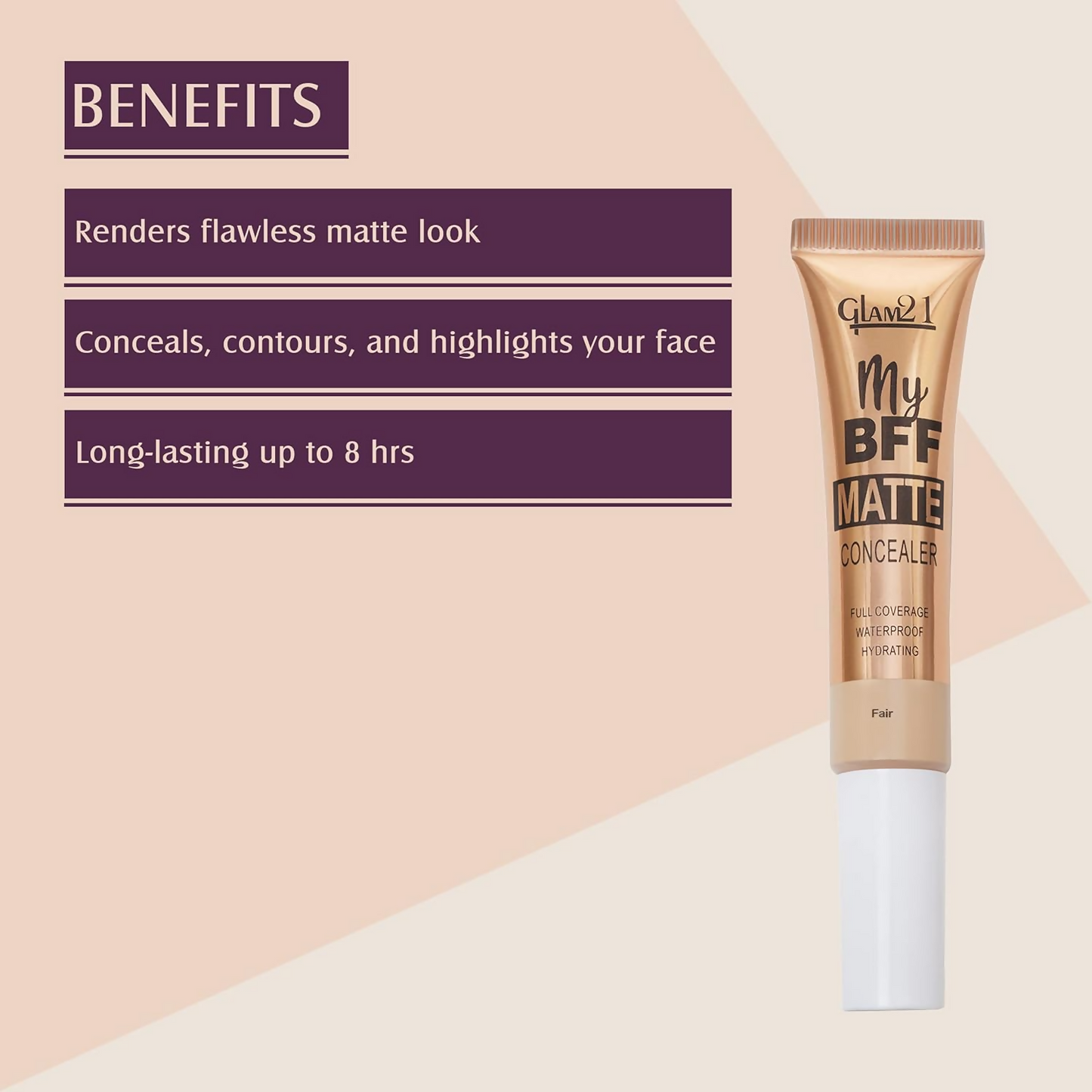 Glam21 My BFF Matte Liquid Concealer For All Skin Tone Matte Finish - Fair - Swadesiicart