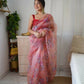Vamsee Peach Organza Saree - Swadesiicart