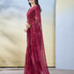 Burgundy Georgette Designer Printed Ready to Wear Saree - Samyana | Swadesiicart