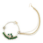 Gold-Polished White Green Kundan-Studded Pearl Beaded Nosepin - Ruby Raang | Swadesiicart