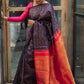 DEIANA'S Beautiful Designer Golden zari Soft Lichi Silk Saree - Purple - Swadesiicart
