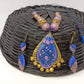 Terracotta Boho Style Medium Neckset With Hangings-Lavender And Gold