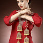 NVR Women's Pack Of 2 Gold-Polished & White Pearl Mirror Work Bridal Layered Kaleera Sets - Swadesiicart