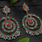 Mominos Fashion Johar Kamal Women's Red & Green Kundan Circles Earrings - Swadesiicart