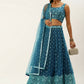 House of Panchhi Teal Net Sequinse Work Lehenga & Blouse, Dupatta | Swadesiicart