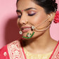 Gold-Polished White Green Kundan-Studded Pearl Beaded Nosepin - Ruby Raang | Swadesiicart
