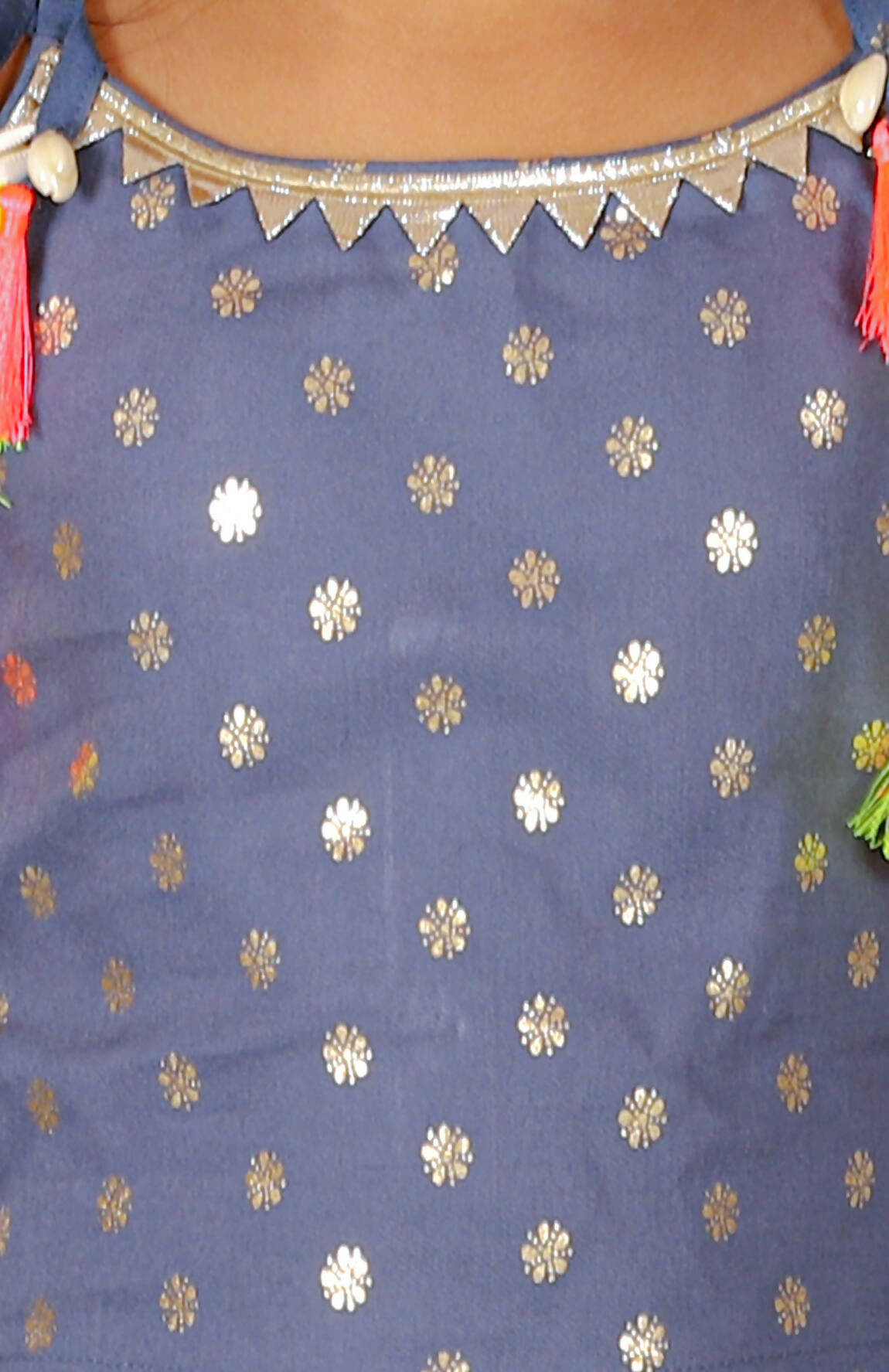 Lil Drama Fusion Fair Girls Blue Crop Top With Dhoti Co-Ordinate Set - Swadesiicart