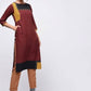 Aniyah Crepe Color Block Straight Brown Kurta (AN-139K) - Swadesiicart