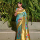 Jyoti Fashion Women's Firozi Paithani Silk Zari Woven Saree with Blouse | Swadesiicart