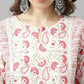 FIORRA Women's White Cotton A-line Kurta with Palazzo - Swadesiicart