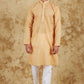 Bluesaanchi Men's Chandery Silk Khaki Embroidered Kurta Set | Swadesiicart