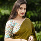 Mehndi Silk Blend Ethnic Motifs Saree with Unstitched Blouse - Hiral Fashion | Swadesiicart