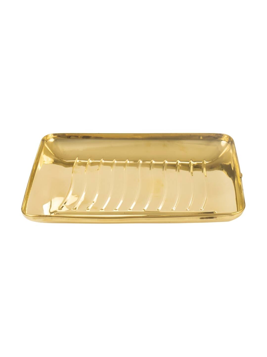 Spillbox Gold-Toned Brass Rectangular Lines Thali Pooja Essential | Swadesiicart