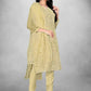 Beige Heavy Organza Silk Embroidered Unstitched Dress Material - Amara