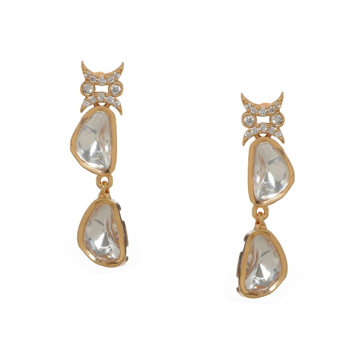 Ambi Diamond and Gold Earrings (Gold) - Ruby Raang - Ruby Raang Studio