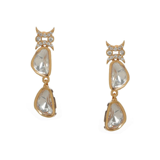 Ambi Diamond and Gold Earrings (Gold) - Ruby Raang - Ruby Raang Studio