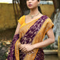 Joban Fashion Purple Crepe Chiffon Pure Handloom Banarasi Silk Saree | Swadesiicart