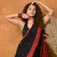 Very Much Indian Pure Cotton Handloom Saree with Buttis & Sleek Border - Black | Swadesiicart