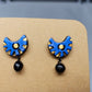 Terracotta Crescent Shaped Ear Studs With Drops
