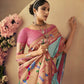 Vishnu Weaves Women's Firozi Paithani Silk Saree with Blouse - Swadesiicart