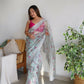 Vamsee Ferry Green Organza Saree - Swadesiicart