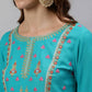Anubhutee Blue Floral Embroidered Empire Sequinned Kurta with Skirt | Swadesiicart
