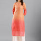 Peach Chinon Digital Printed With Hand Work Kurta - Himanshi - Swadesiicart