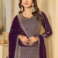 Mesmeric Purple Faux Georgette Palazzo Suit with Embroidery - Emponline | Swadesiicart