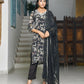Vaasva Women's Black Crepe Embroidered Suit Set | Swadesiicart