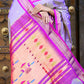 Very Much Indian Pure Silk Handloom Paithani -Dual Tone Lavender With Purplish Pink | Swadesiicart