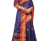 DEIANA'S Beautiful Designer Golden zari Soft Lichi Silk Saree - Purple - Swadesiicart
