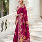 Aastha Fashion Rani Pink Premium Russian Silk Designer Floral Position Print Saree