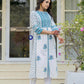 Juniper Women's White Floral Printed Cotton Kurta With Buttons - Swadesiicart