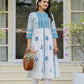 Juniper Women's White Floral Printed Cotton Kurta With Buttons - Swadesiicart