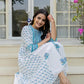 Juniper Women's White Floral Printed Cotton Kurta With Buttons - Swadesiicart