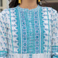 Juniper Women's White Floral Printed Cotton Kurta With Buttons - Swadesiicart