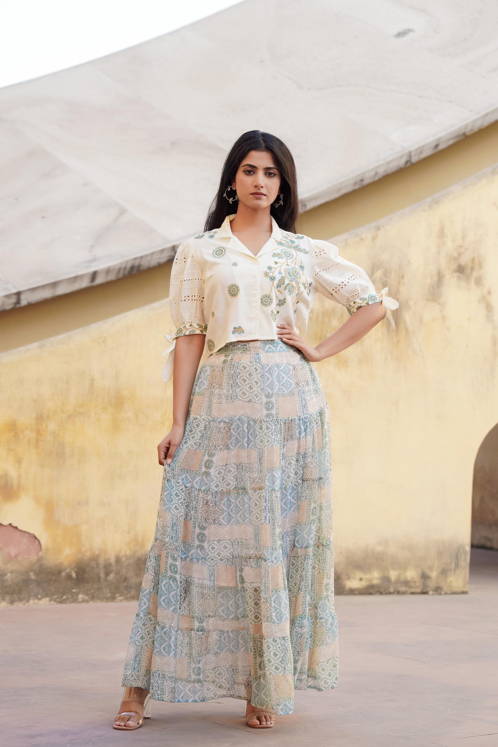 Juniper Pastel Green Whisper Co-Ord Set - Swadesiicart