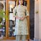 Juniper Sage Green Floral Printed Straight Kurta Set - Swadesiicart
