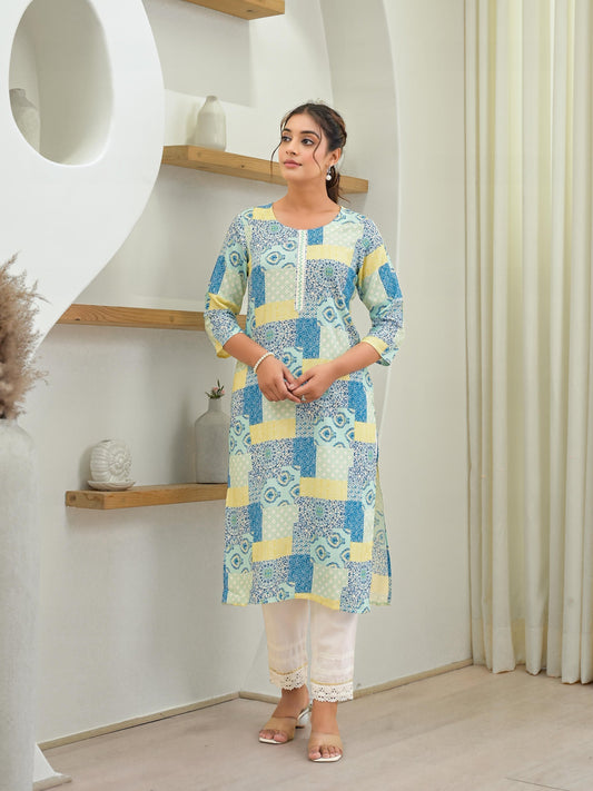 Juniper Multi Color Straight Kurta - Swadesiicart