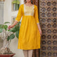 Juniper Mustard Viscose Embroidered Kurta With Thread Work And Sequins - Swadesiicart