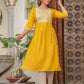 Juniper Mustard Viscose Embroidered Kurta With Thread Work And Sequins - Swadesiicart