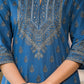 Juniper Women's Blue Ethnic Motif Printed Cotton Kurta - Swadesiicart