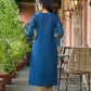 Juniper Women's Blue Ethnic Motif Printed Cotton Kurta - Swadesiicart