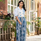 Juniper Embroidered Co-Ord Set With Eyelet Shirt And Printed Wide-Leg Pants - Swadesiicart