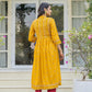Juniper Mustard Floral Printed Cotton Kurta With Thread Work & Lace - Swadesiicart