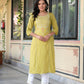 Juniper Lime Viscose Geometric Printed Kurta - Swadesiicart