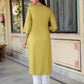Juniper Lime Viscose Geometric Printed Kurta - Swadesiicart