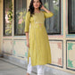 Juniper Lime Viscose Geometric Printed Kurta - Swadesiicart